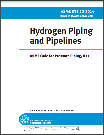 ASME B31.12-2019 Hydrogen Piping and Pipelines, Includes Errata (2020)