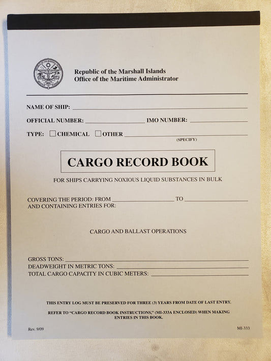 Cargo Record Book by Republic of the Marshall Islands Office of the Maritime Administrator