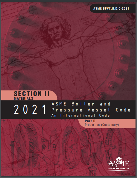 [Pre Order] ASME BPVC.II.D.C-2021 2021 ASME Boiler and Pressure Vessel Code, Section II: Materials - Part D: Properties (Customary)