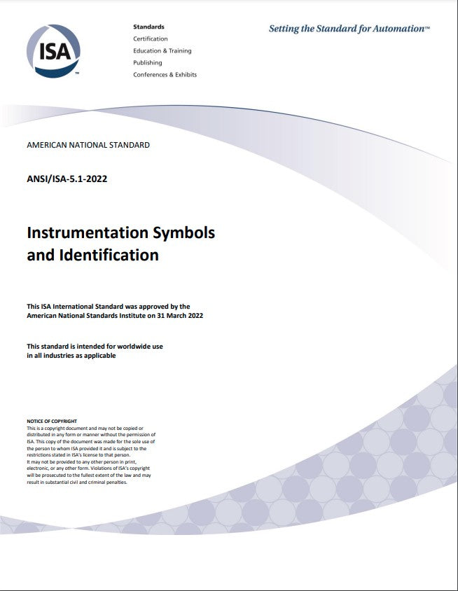 ANSI/ISA-5.1-2022, Instrumentation Symbols and Identification