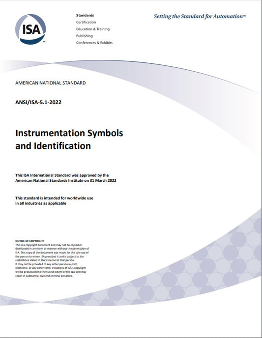 ANSI/ISA-5.1-2022, Instrumentation Symbols and Identification